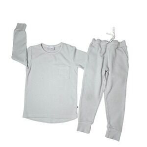 Little Bum Bums 2pc Waffle Knit Lounge Jogger Pants Set 4T Gray Bamboo Blend